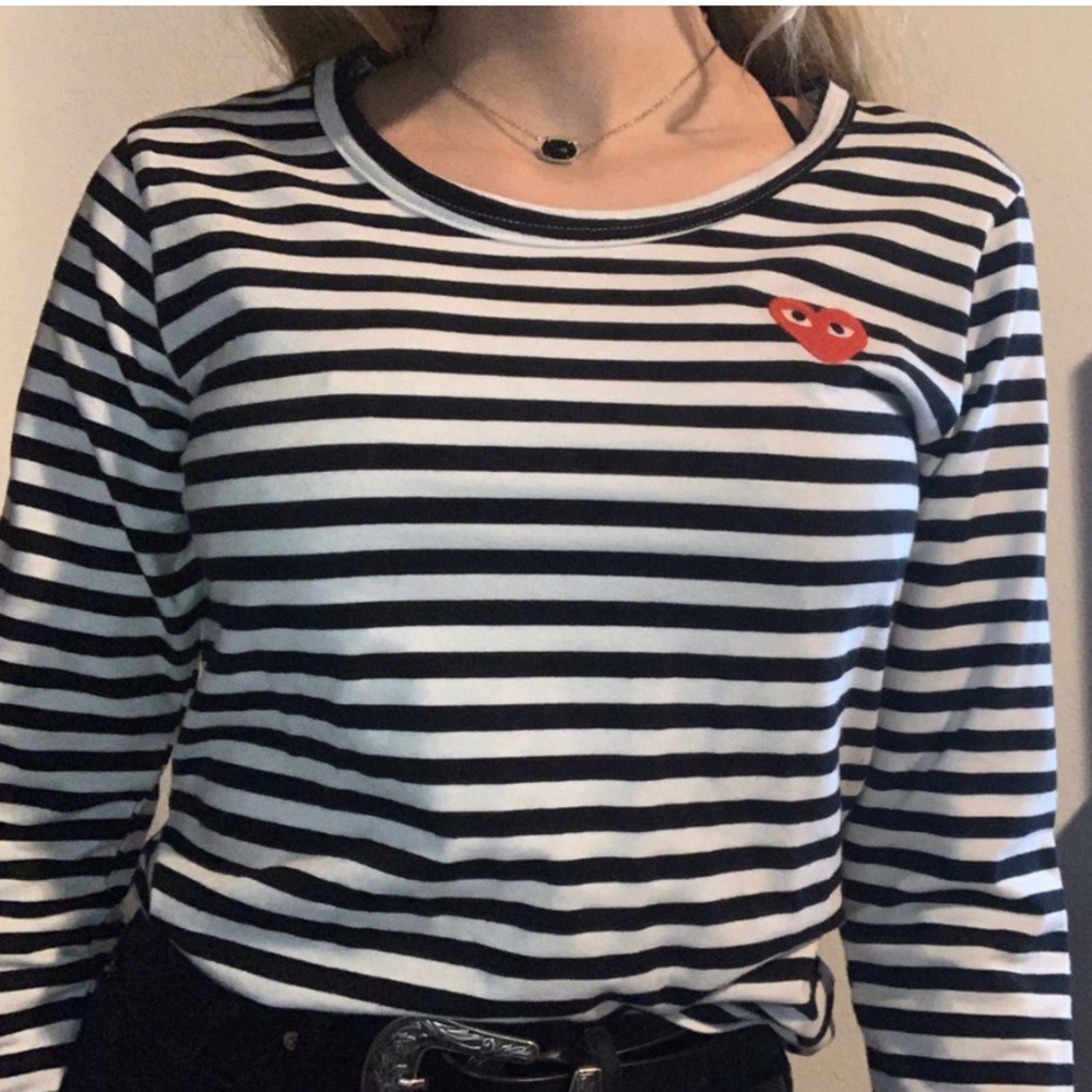 COMME des GARCONS PLAY Black Stripped tee
